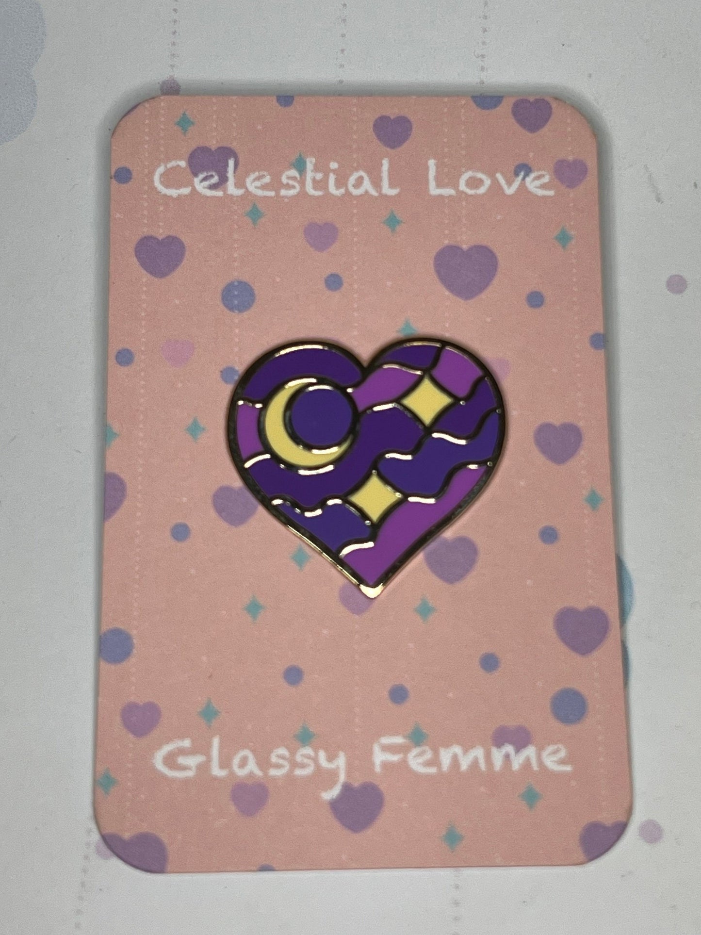 Celestial Love Hard Enamel Pin - stained glass pattern inspired hard enamel pin