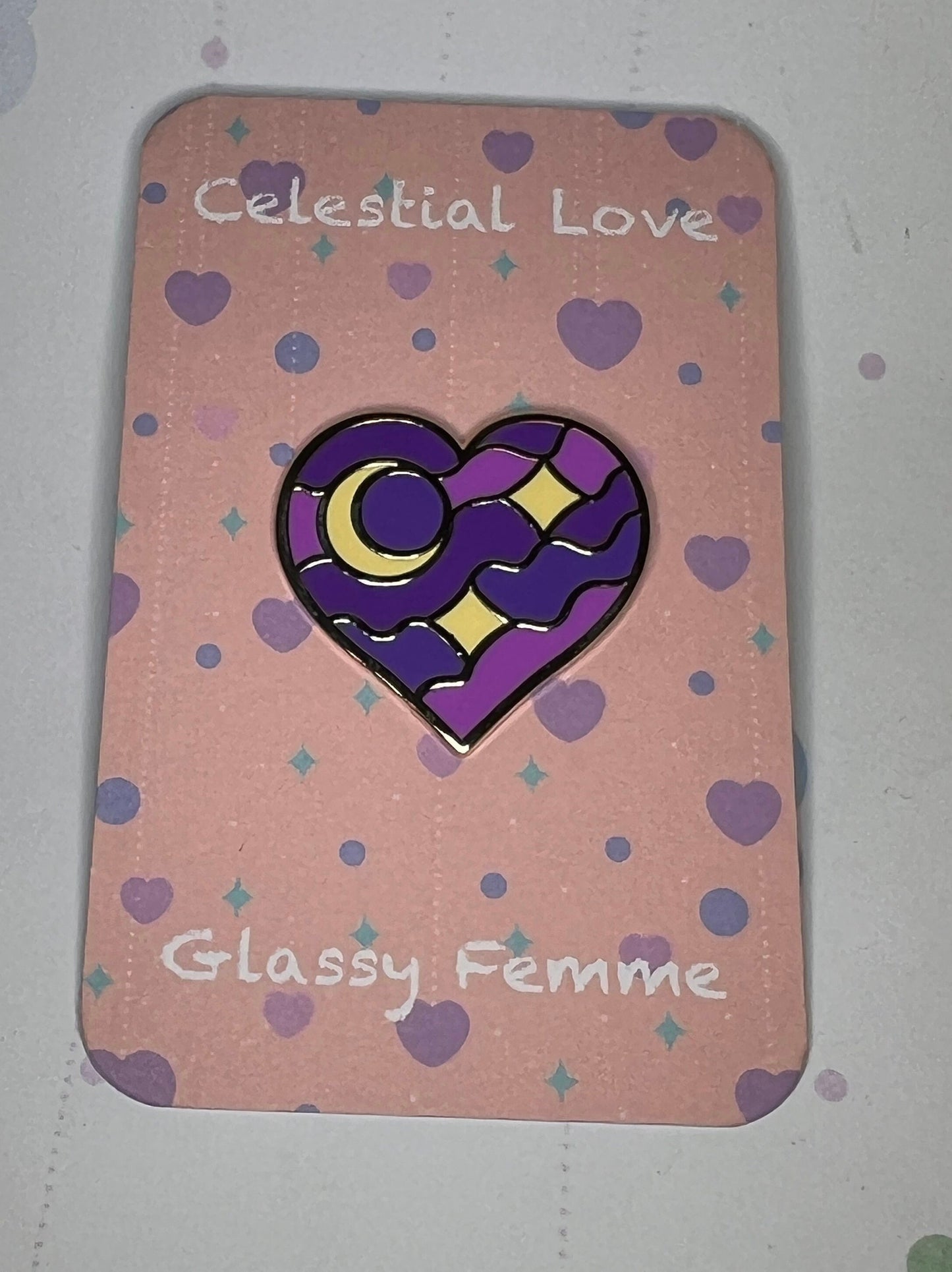 Celestial Love Hard Enamel Pin - stained glass pattern inspired hard enamel pin