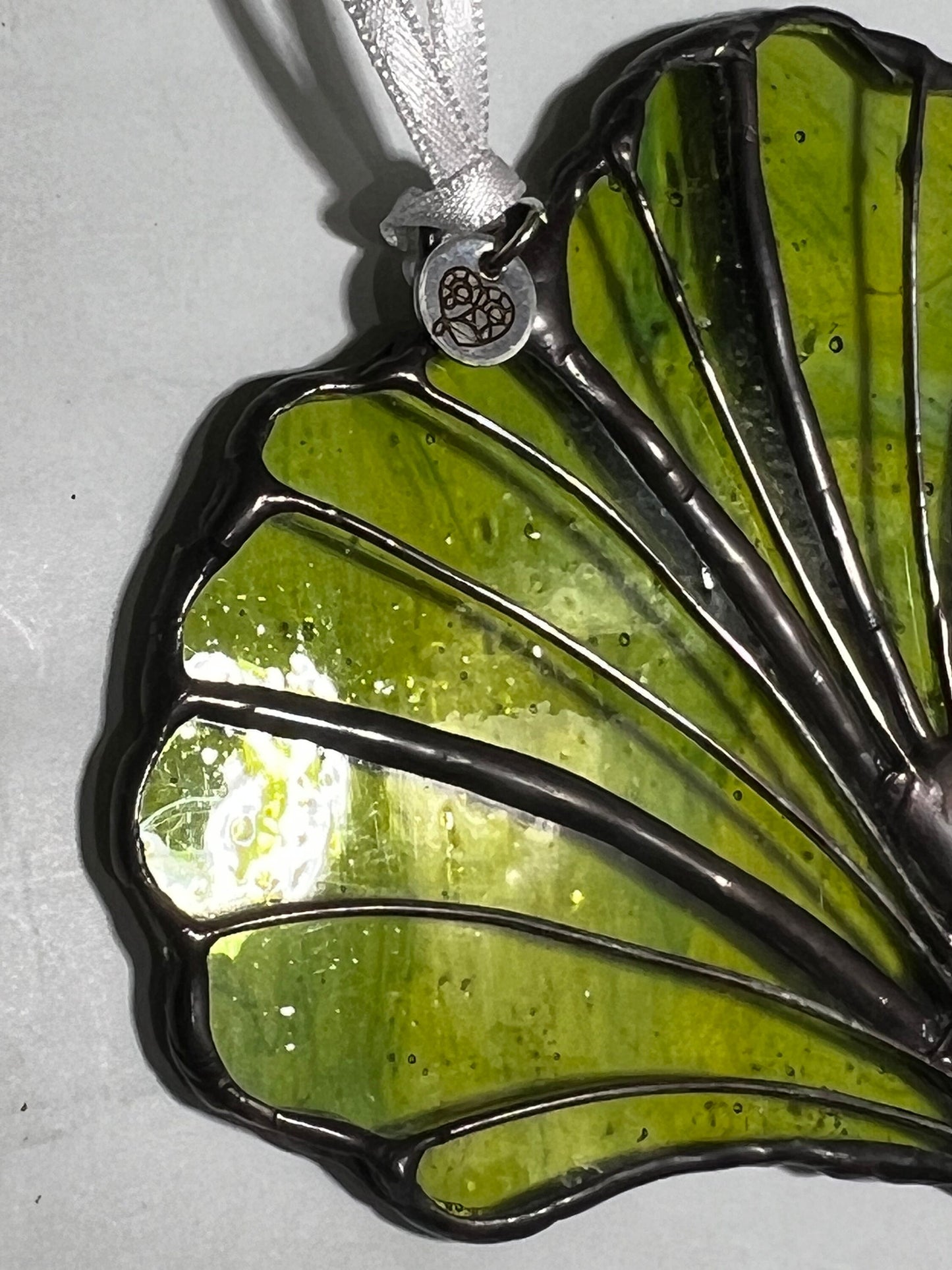 Ginkgo Love - stylised heart shaped ginkgo leaf wall hanging suncatcher