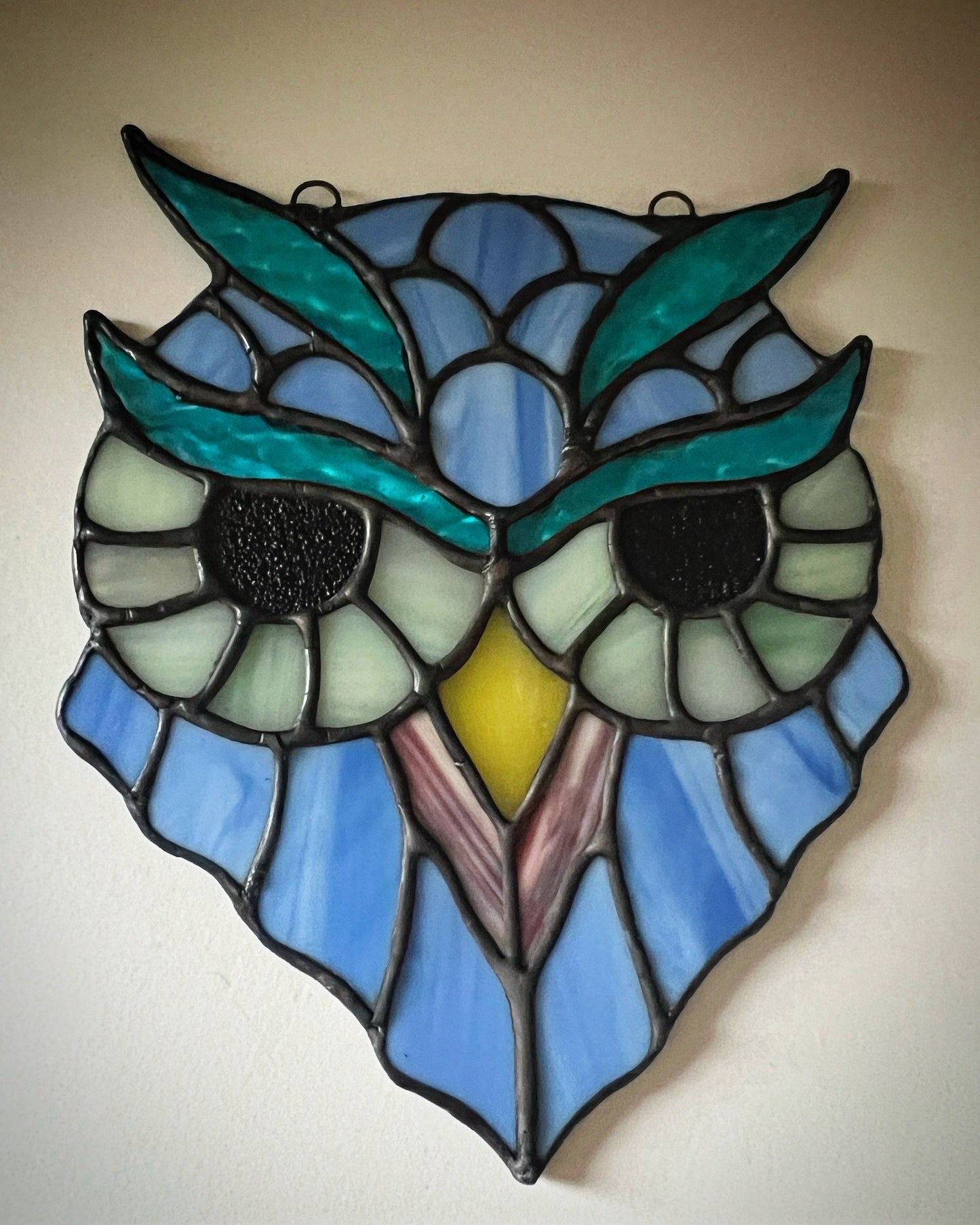 Stained glass Owl hanging suncatcher,