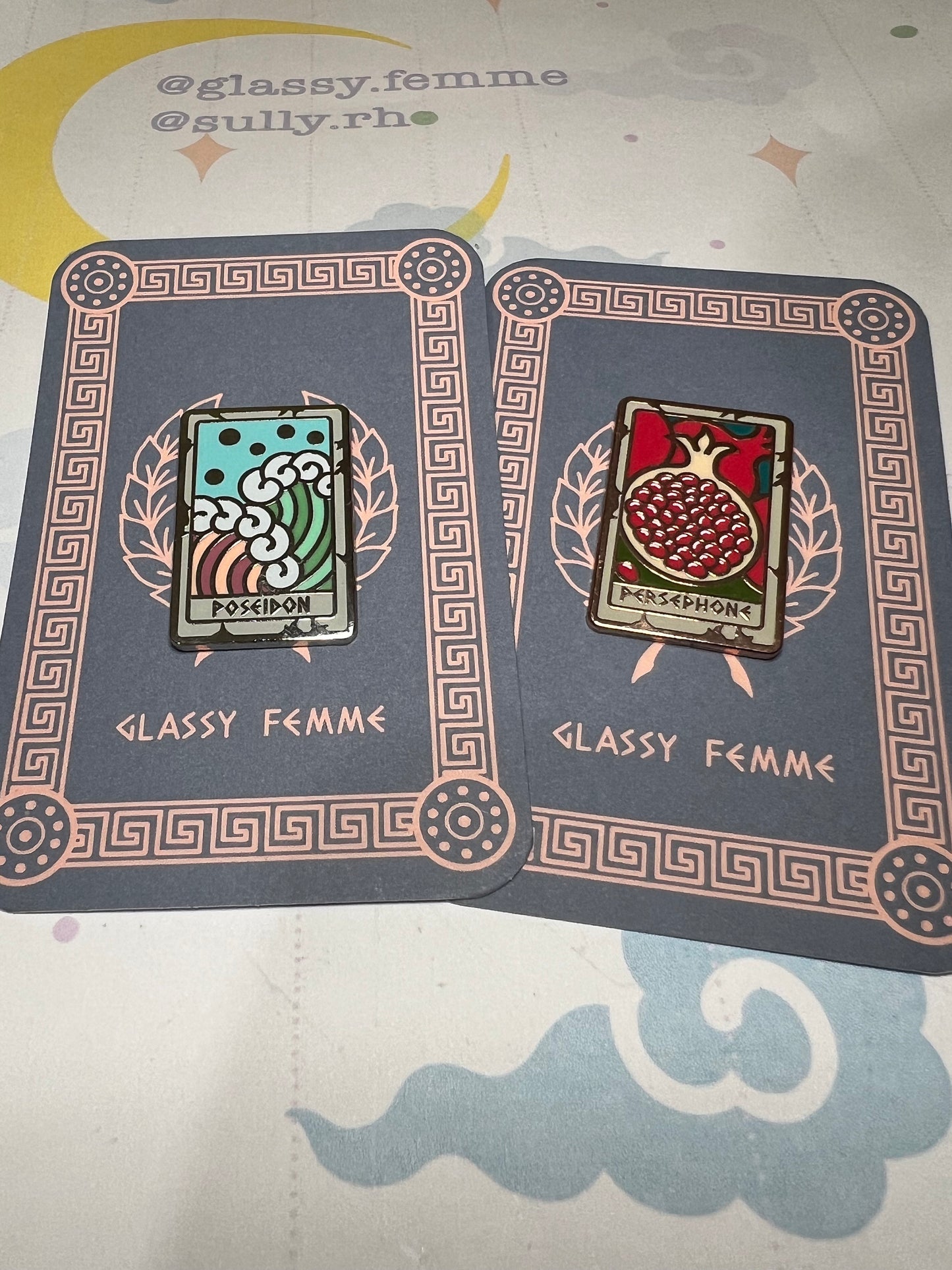 Persephone Tarot Card Hard Enamel Pin - Tarot Card mythology Tattoo flash inspired hard enamel pin