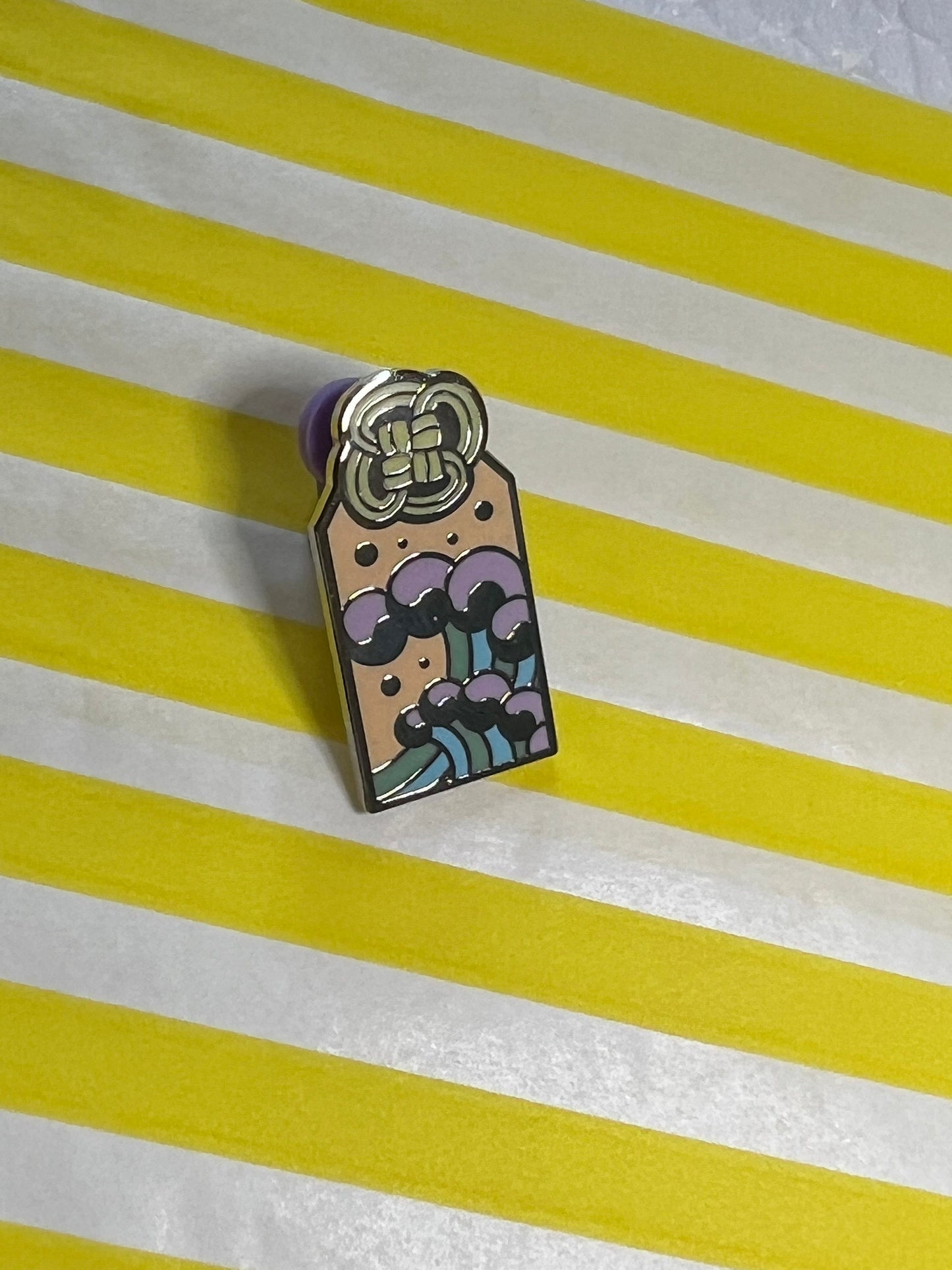Wave Omamori Tattoo flash inspired hard enamel pin