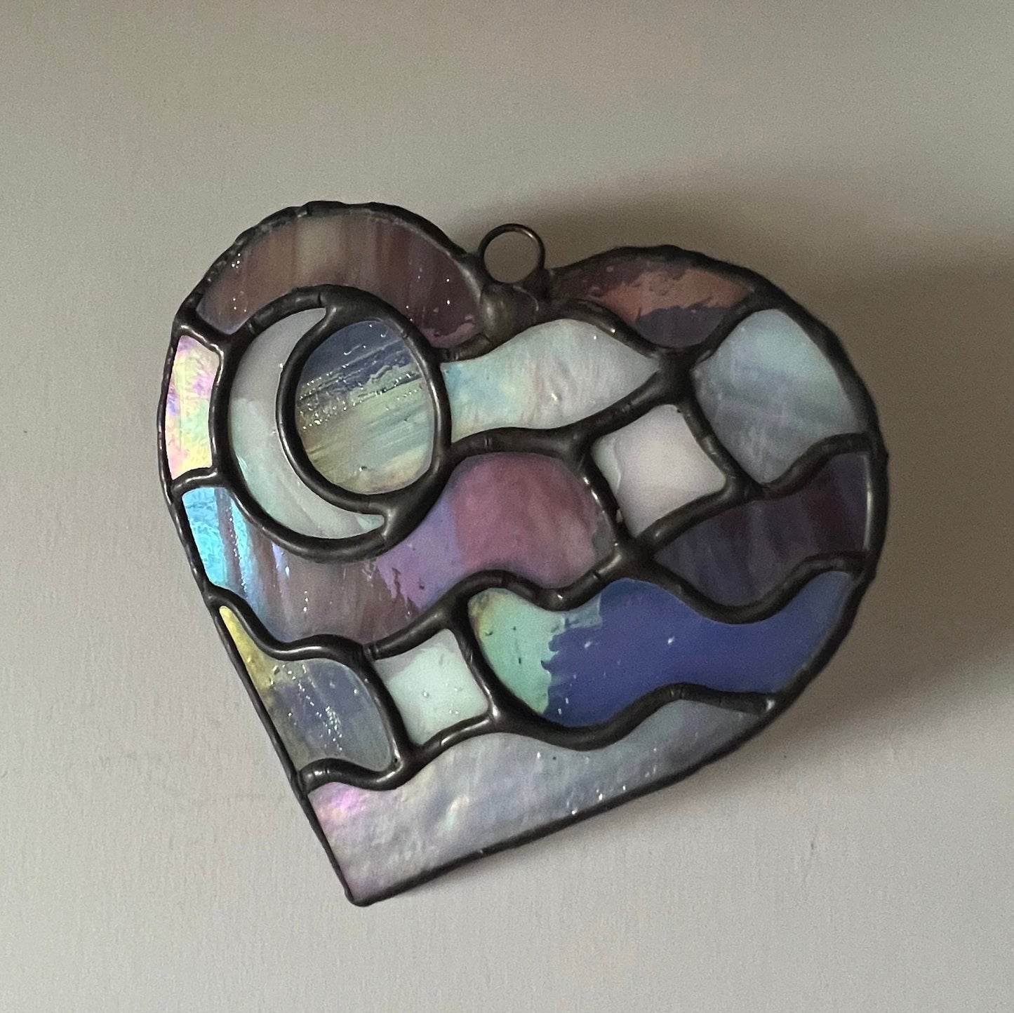 Celestial Love - stylised heart shaped wall hanging suncatcher