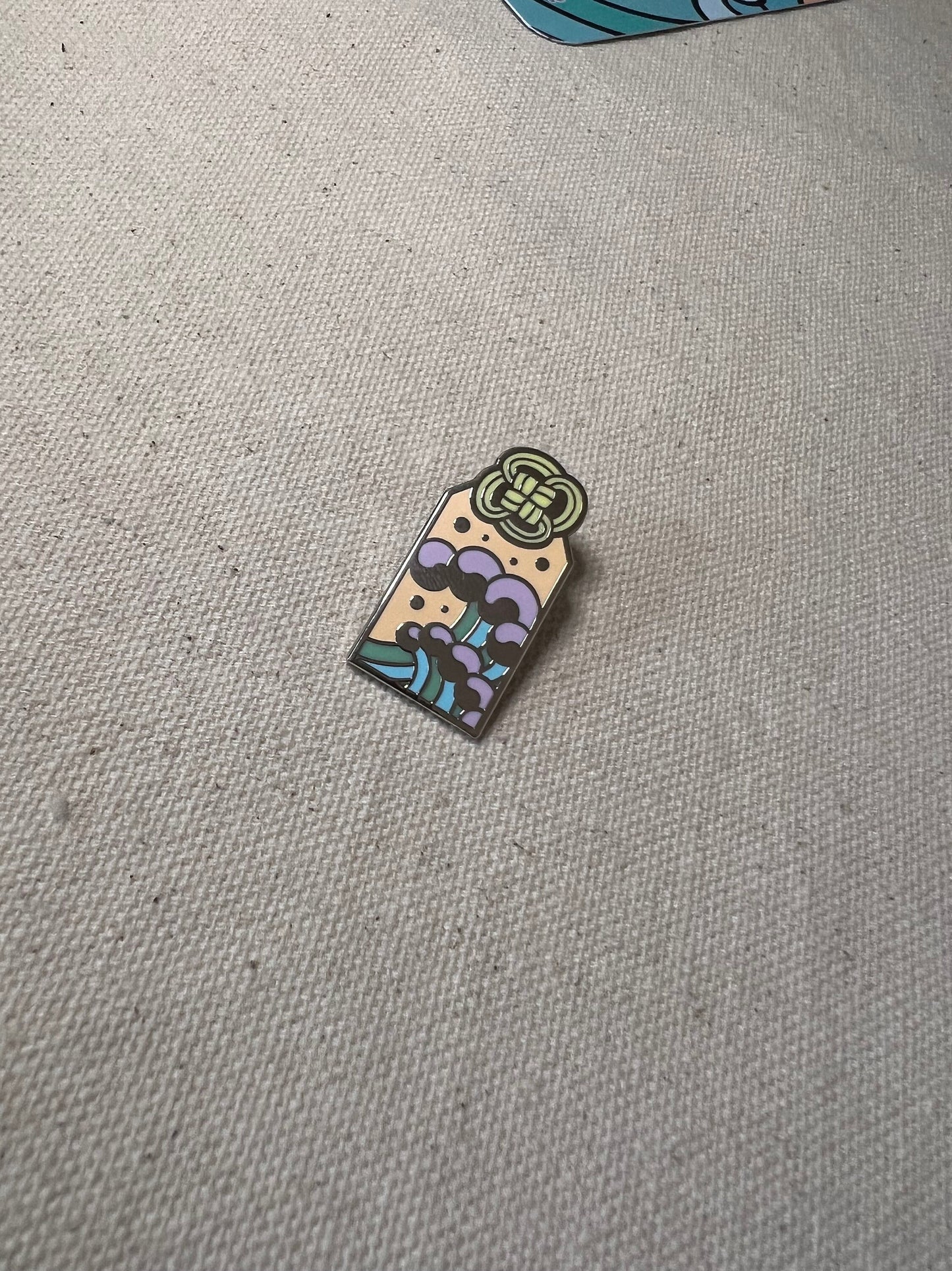 Wave Omamori Tattoo flash inspired hard enamel pin