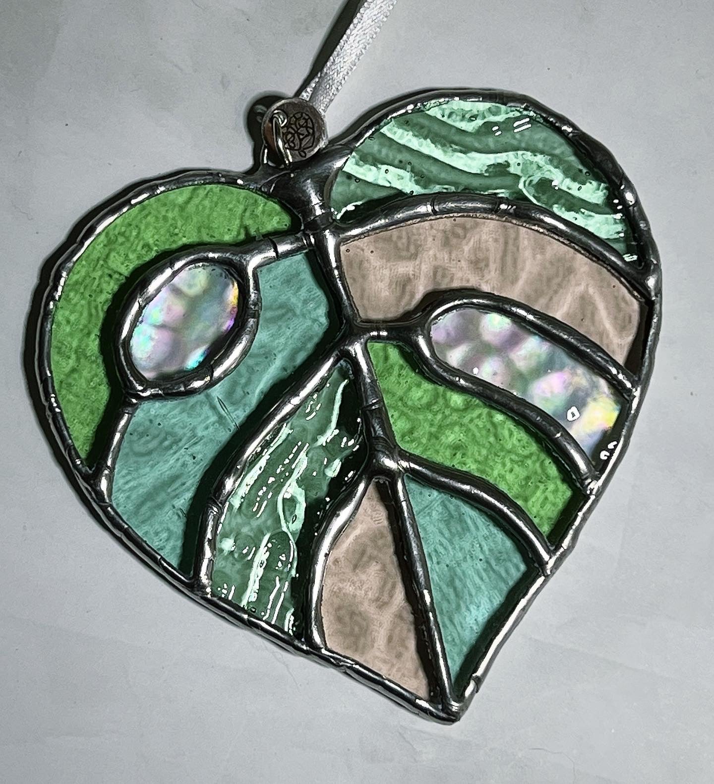 Leafy Love stained glass sun catcher