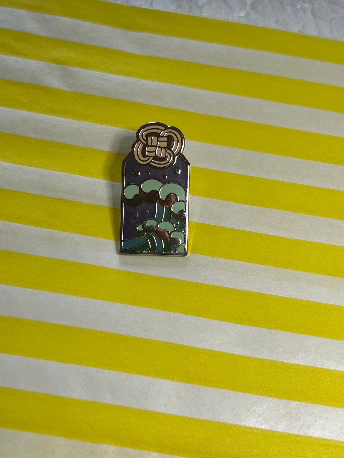 Wave Omamori Tattoo flash inspired hard enamel pin