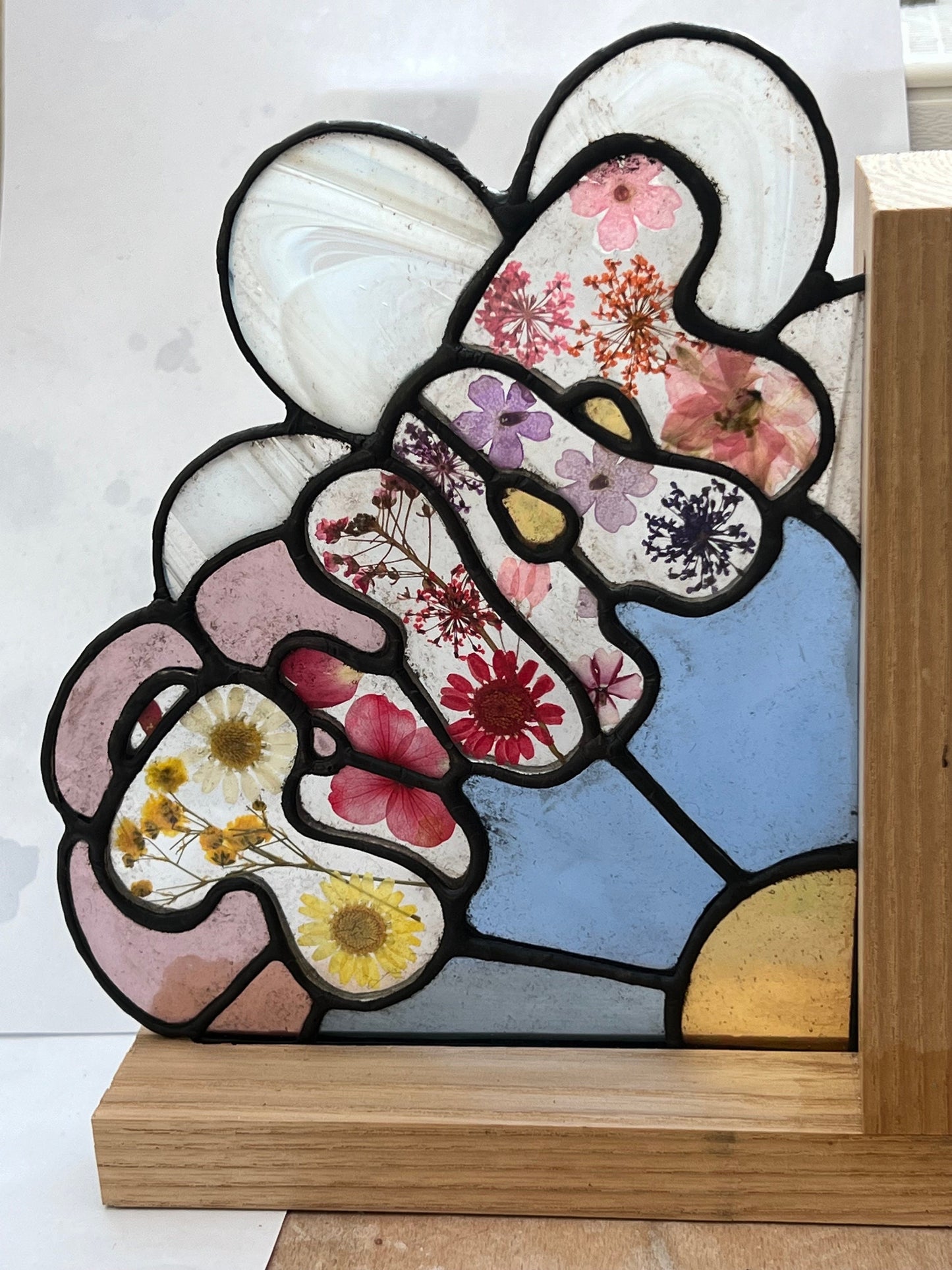 Floral pressed flower SINGLE bookend