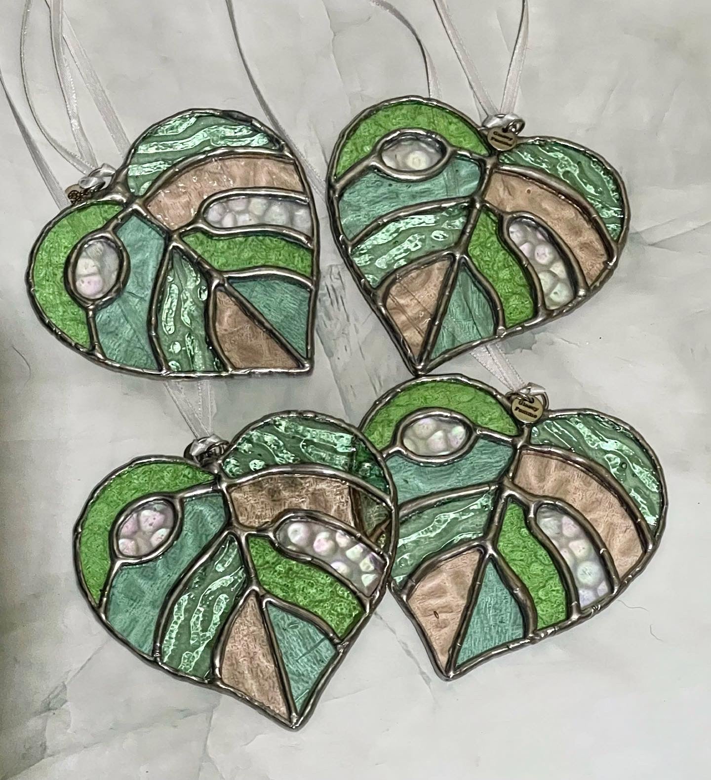 Leafy Love stained glass sun catcher