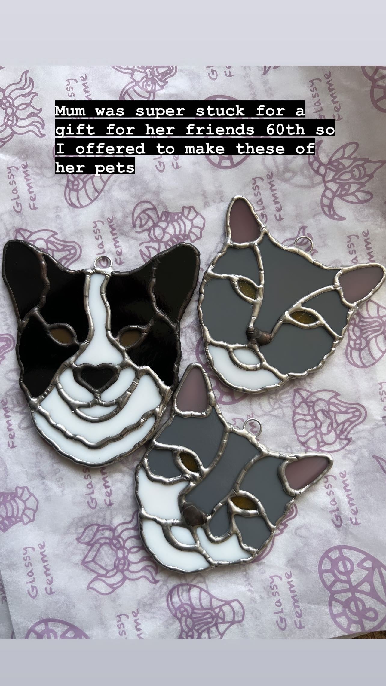 Small Pet protrait wall hanging sun-catcher