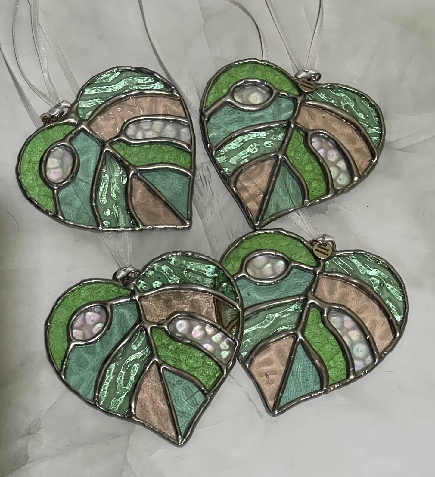 Leafy Love stained glass sun catcher