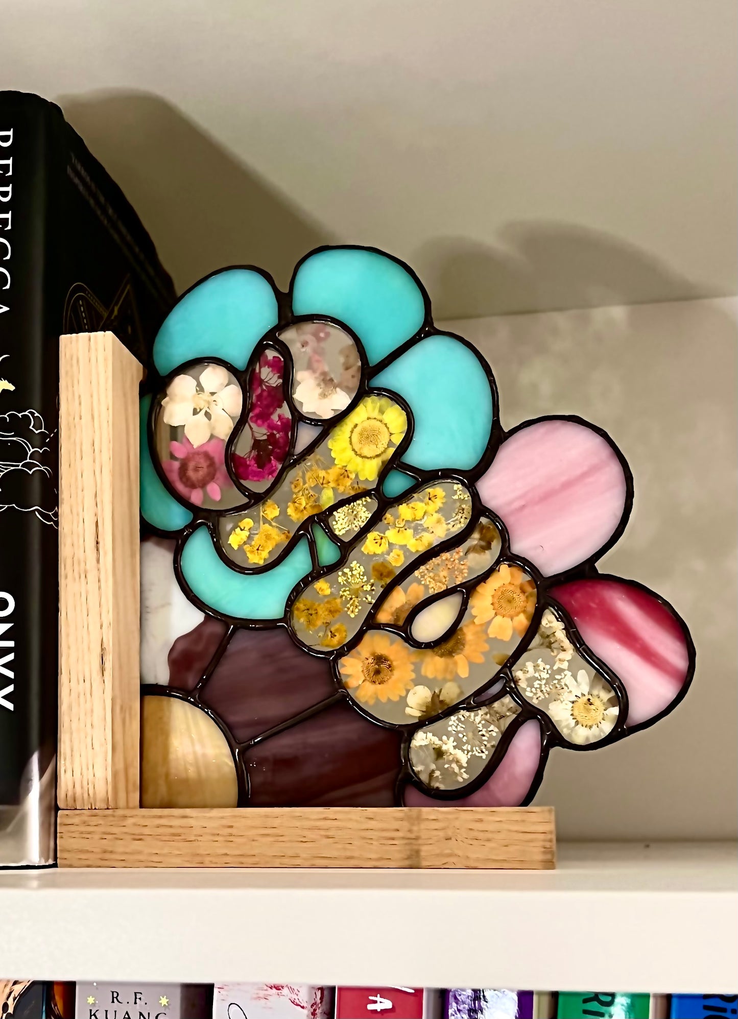 Floral pressed flower SINGLE bookend