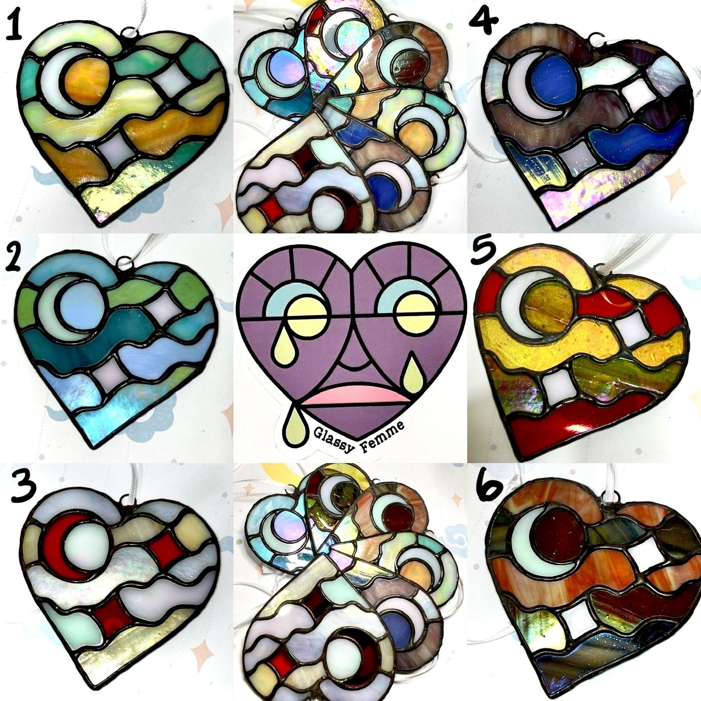 Celestial Love - stylised heart shaped wall hanging suncatcher