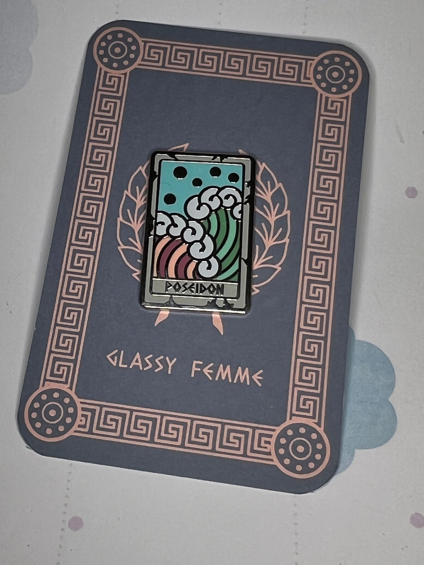 Poseidon Tarot Card Hard Enamel Pin - Tarot Card mythology Tattoo flash inspired hard enamel pin