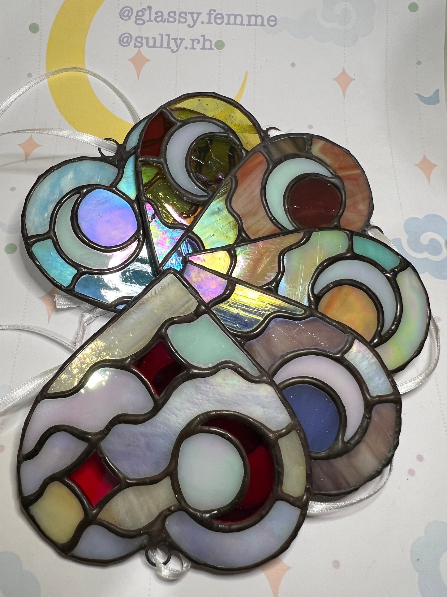 Celestial Love - stylised heart shaped wall hanging suncatcher