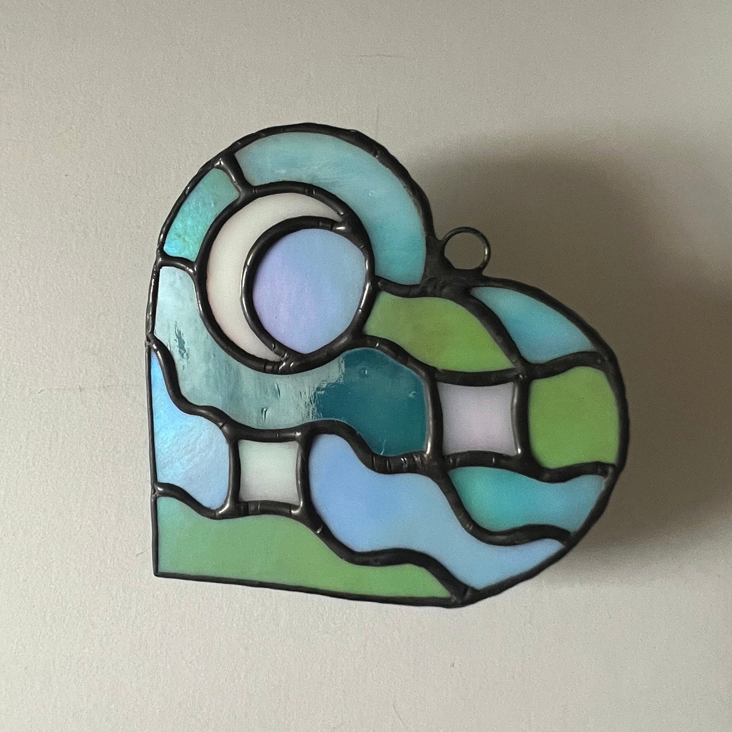 Celestial Love - stylised heart shaped wall hanging suncatcher