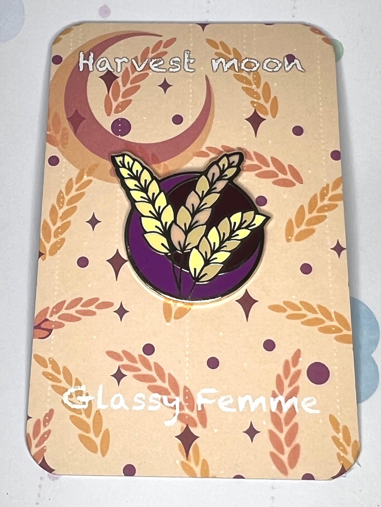 Harvest Moon Hard Enamel Pin -  Full Moon Tattoo flash inspired hard enamel pin